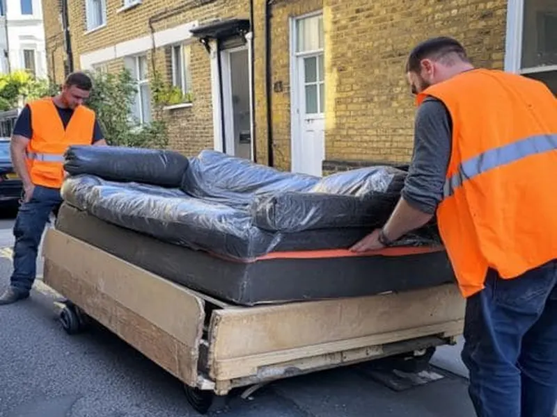 Couch carried out for furniture removal